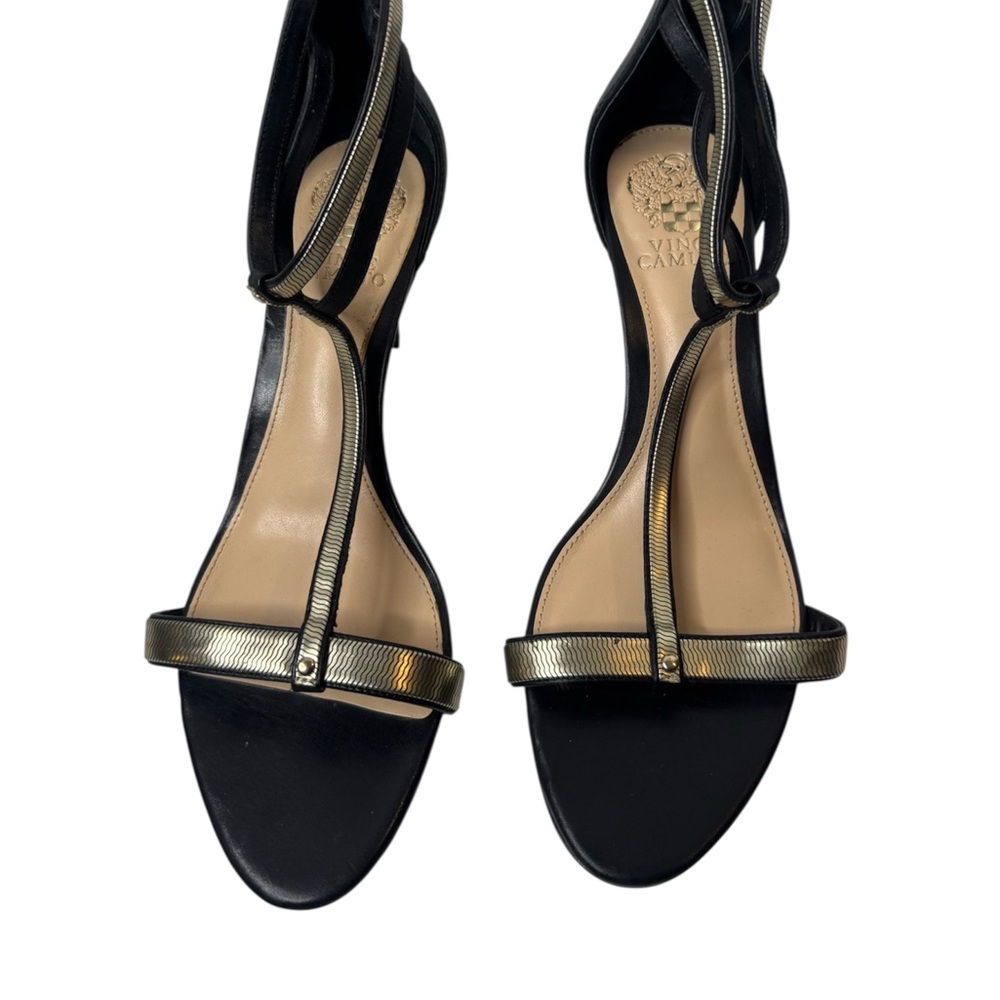 Vince Camuto Black and Gold Heeled Sandals